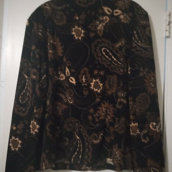 Notations women's top XL multicolor springwear front zipper flower geometric - Picture 2 of 3